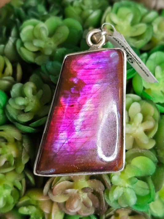 Foiled Red Labradorite Pendant