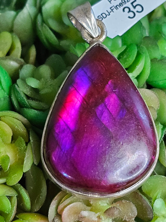 Foiled Red Labradorite Pendant