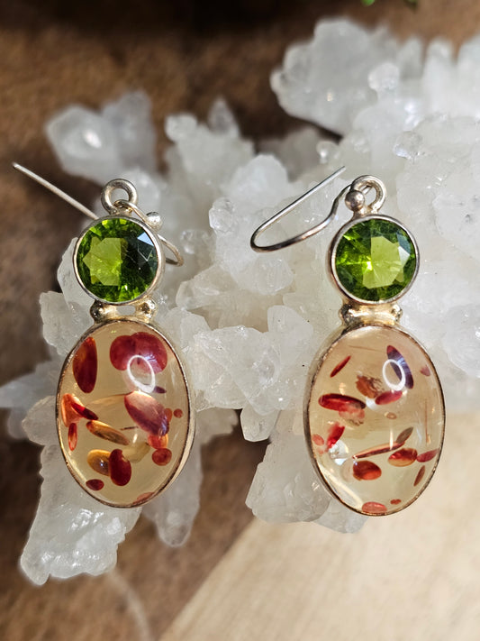 Peridot and Amber Earrings