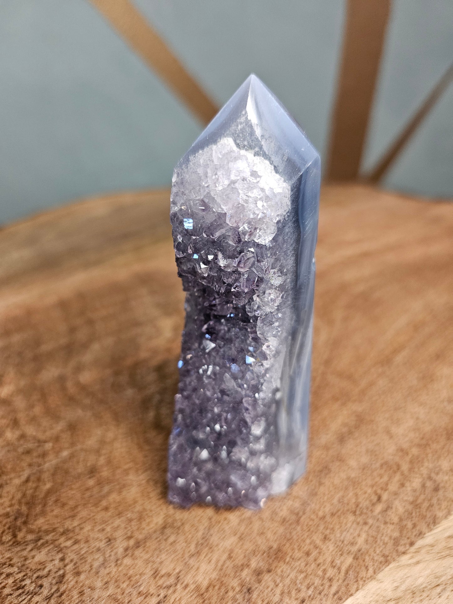 Amethyst with Blue Agate Geode Point