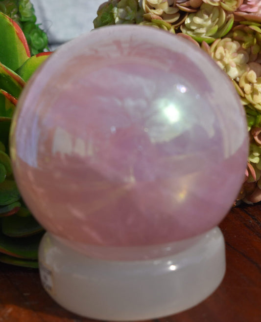 Rose Quartz Sphere with Angel Aura